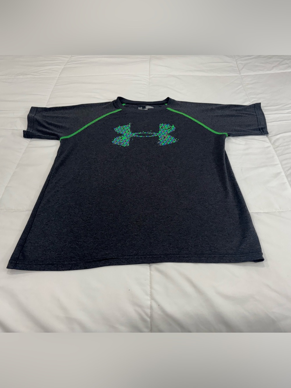 Under Armour Boy’s Black Tech Tee with Green Accents